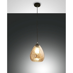 Pendelarmatuur GISELLA klein, rond E27 IP20, amber, zwart dimbaar