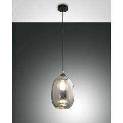 Pendelarmatuur INFINITY klein, rond E27 IP20, rookkleuren, zwart dimbaar