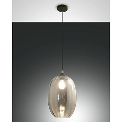 Pendelarmatuur INFINITY groot, rond E27 IP20, rookkleuren, zwart dimbaar