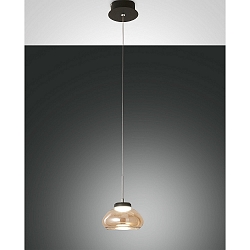 LED Pendant luminaire ARABELLA, incl. Smartluce, 1x 8W, 3000K, 720lm, IP20, height 200cm max., amber