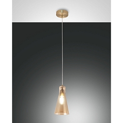 Pendelarmatuur DAFNE 1-vlams E27 IP20, amber, messing, gesatineerd dimbaar