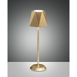 Acculamp KATY met aanraakdimmer IP54, goud mat dimbaar