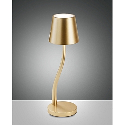 Tafellamp op batterijen JUDY up / down, met USB-Aansluiting, met Touch-Dimmer IP54, goud mat dimbaar