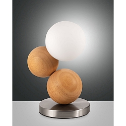 table lamp MICKY G9 IP20, oak, nickel satined, white dimmable
