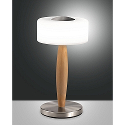 table lamp ELEA IP20, oak, nickel satined dimmable