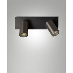 Spotlight bar FLORES 2-vlams, lang GU10 IP20, grijs, gunmetal dimbaar