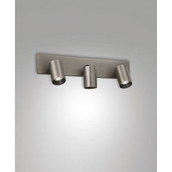 Spotlight bar FLORES 3-vlams, lang GU10 IP20, grijs, gunmetal dimbaar