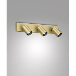 Spotlight bar FLORES 3-vlams, lang GU10 IP20, zwart, messing gesatineerd dimbaar