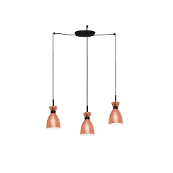 Pendelarmatuur RETRO 3-vlams E14 IP20, koper, mat 
