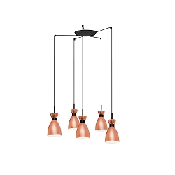 Pendelarmatuur RETRO 5-vlams E14 IP20, koper, mat 
