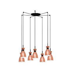 Pendelarmatuur RETRO 7-vlams E14 IP20, koper, mat 