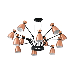 Pendelarmatuur RETRO 12-vlams E14 IP20, koper, mat 