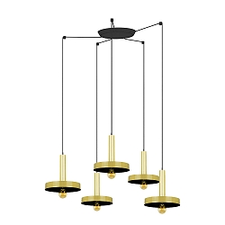 Pendelarmatuur WHIZZ 5-vlams E27 IP20, goud, zwart 