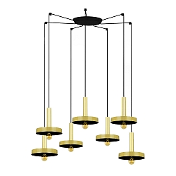 Pendelarmatuur WHIZZ 7-vlams E27 IP20, goud, zwart 