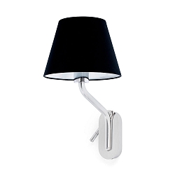 Wandarmatuur ETERNA E27 IP20, chroom, zwart 