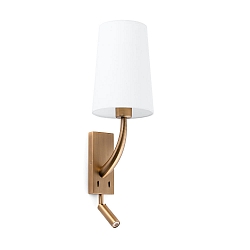 Wandarmatuur REM E27 IP20, wit, antiek goud 