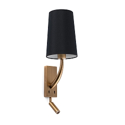 Wandarmatuur REM E27 IP20, zwart, antiek goud 