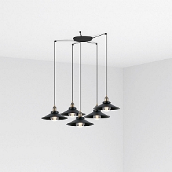 Pendelarmatuur MARLIN 5-vlams E27 IP20, antiek goud 