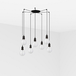 pendant luminaire ART 7 flames E27 IP20, black 