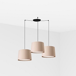 Pendelarmatuur SAMBA 3-vlams E27 IP20, beige, zwart mat 