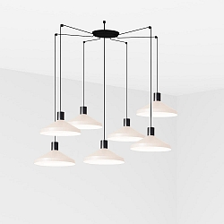 Pendelarmatuur KOMBO 7-vlams E27 IP20, beige, zwart mat 