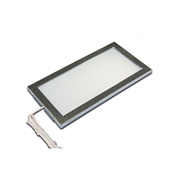 Flat LED under-cabinet luminaire LED SKY, IP20, 24V DC, 21x11cm, incl. 250cm cable with LED24-plug, 6W 4000K 390lm 110�, inox