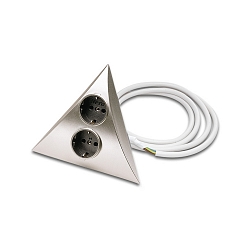Contactdoos LUXOR 2 ST 2-voudig, met open kabel, rvs mat