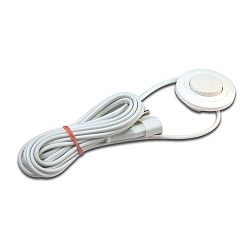 Surface mount switch SEH for furniture, � 7.5cm, IP20, 220-240V, max. 2.5A, with 200cm Euro plug + 200cm coupling, white