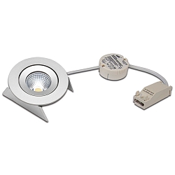 Recessed LED spot SR 68-LED, Set (incl. transformer), IP44, 230/350/700mA, CRi>90, dimmable, 7.5W 3000K 800lm 30�, matt chrome
