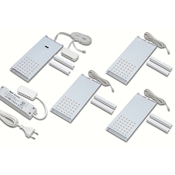 Wand- en plafondarmatuur LED L-PAD dimbaar, set van 4, bedienbaar met gebaren IP20, aluminium, transparant dimbaar