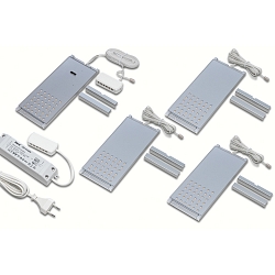 Wand- en plafondarmatuur LED L-PAD dimbaar, set van 4, bedienbaar met gebaren IP20, aluminium, transparant dimbaar