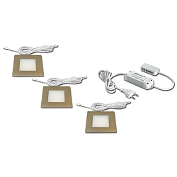 Inbouwarmatuur FQ 68-LED hoekig, set van 3, met stekker IP20, rvs, opaal dimbaar 12W 810lm 3000K CRI 90-100