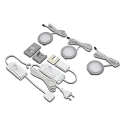 3pc. set of Dynamic recessed LED spot FR 68-LED, 4W, round, inox look, 24V DC, surface radio remote, transformer LED 24 / 15W
