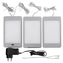 Onderbouwarmatuur SASKIA plat, met sensor, set van 3, dimbaar IP20, zilver dimbaar 18W 789lm 3000K CRI 80 19.2cm
