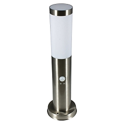 Sokkelarmatuur LARISA 2 met sensor, met bewegingsmelder E27 IP44, rvs, gesatineerd 
