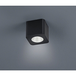 Downlight OSO LED hoekig, stijf, opbouwversie IP44, zwart mat dimbaar