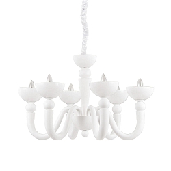 Kroonluchter BON BON 6-vlams E14 IP20, wit