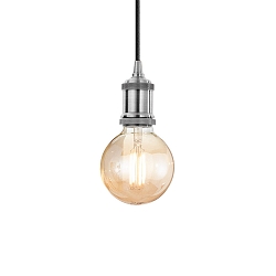 Pendelarmatuur FRIDA E27 IP20, chroom, zwart