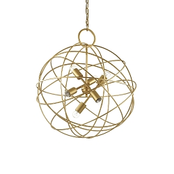 Pendelarmatuur KONSE 6-vlams E27 IP20, goud, gesatineerd