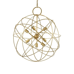 Pendelarmatuur KONSE 7-vlams E27 IP20, goud, gesatineerd
