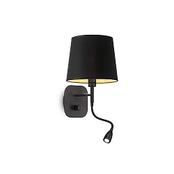 Leesarmatuur NORDIK met schakelaar E14 IP20, goud, zwart mat