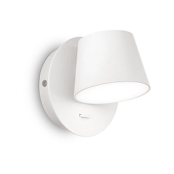 LED wall luminaire GIM, IP20, 6W 3000K 530lm, rotatable, with switch, white / satined