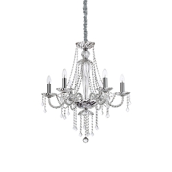 Kroonluchter AMADEUS 6-vlams E14 IP20, chroom, transparant