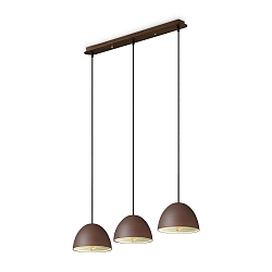 Pendelarmatuur FOLK 3-vlams E27 IP20, mat, koffie bruin dimbaar