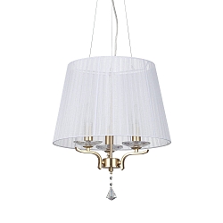 Pendelarmatuur PEGASO 3-vlams E14 IP20, messing geborsteld, organza