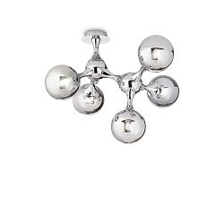 Ceiling luminaire NODI, 5 flames, E14, connector rotatable, chrome / transparent glass