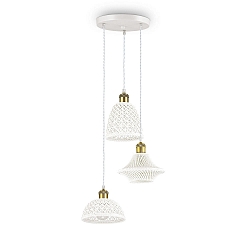 Pendelarmatuur LUGANO 3-vlams E27 IP20, wit, gepolijst