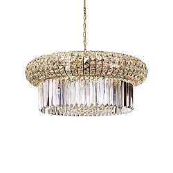 Pendelarmatuur NABUCCO 18-vlams E14 IP20, goud, transparant, gelegeerd