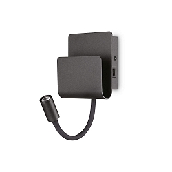 Wandarmatuur PROBE met flexibele arm, met USB-aansluiting IP20, wit, gepoedercoat