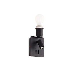 Wandarmatuur GEA MAP2 SQUARE draaibaar, met schakelaar, zonder lampenkap E27 IP20, zwart, gepoedercoat